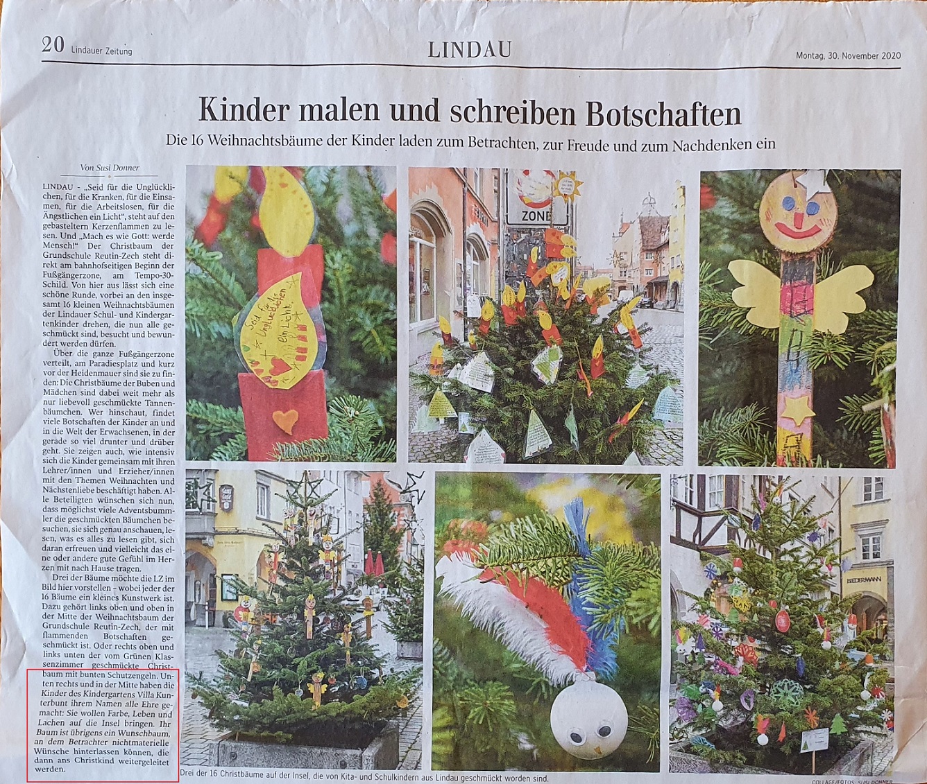 Weihnachtsbaum Zeitungsartikel